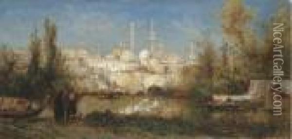 View Of Istanbul Oil Painting - Pierre-Henri-Theodore Tetar van Elven