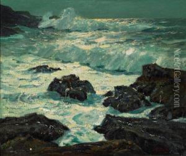 Moonbeams, California Coast Oil Painting - William Frederick Ritschel