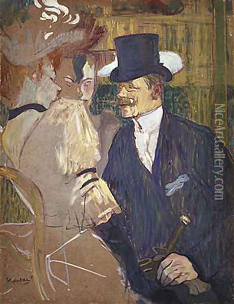 The Englishman (William Tom Warrener) at the Moulin Rouge 1892 Oil Painting - Henri De Toulouse-Lautrec