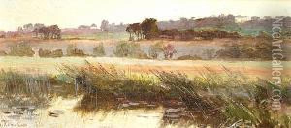 View Across A River Oil Painting - James Aumonier