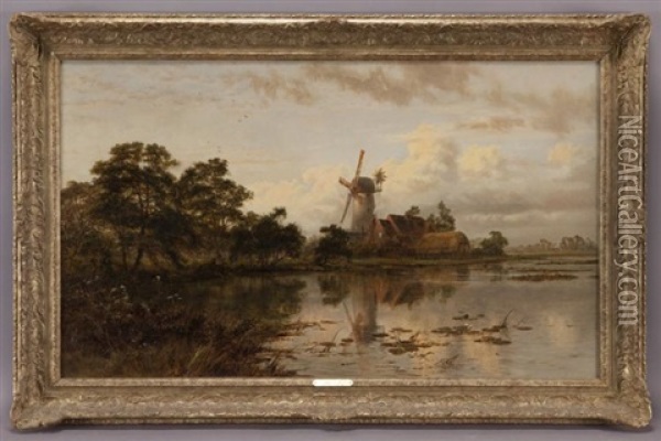 A Suffolk Mill Oil Painting - Robert Gallon