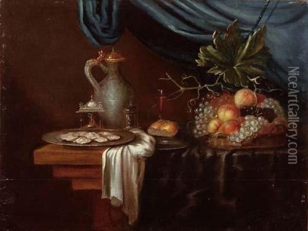 Natura Morta Con Frutta E Piatto Di Ostriche Oil Painting - Pieter de Ring