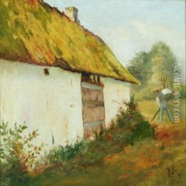 Farm Exterior Oil Painting - Poul Steffensen