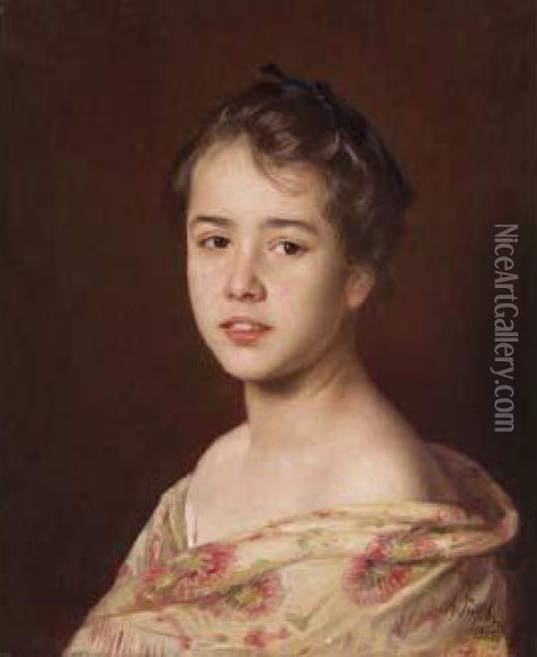 Portrait Of A Young Lady Oil Painting - Alfred Alexandrovich Girv