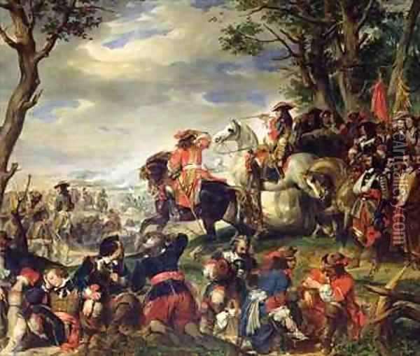 Battle of Marseilles Oil Painting - Eugene Francois Marie Joseph Deveria