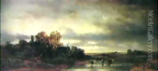 Abendstimmung Oil Painting - Eduard Schleich the Elder