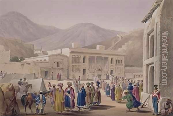 The Durbar-Khaneh of Shah Shoojah-Ool-Moolk, at Caubul, from 'Sketches in Afghaunistan' Oil Painting - James Atkinson