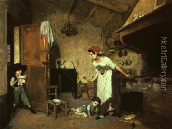 Der Maskenscherz Oil Painting - Gaetano Chierici