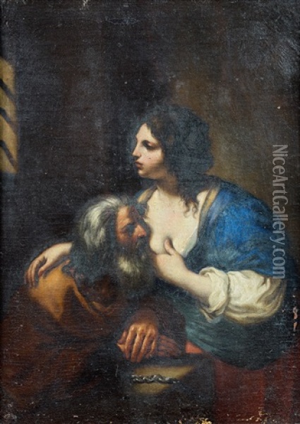 La Charite Romaine Oil Painting -  Guercino