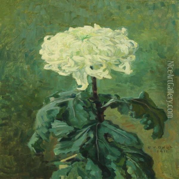 White Chrysanthemum Oil Painting - Einar Vilhelm Bogh