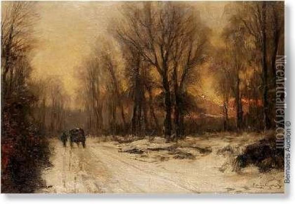A Winter'sevening Oil Painting - Louis Apol