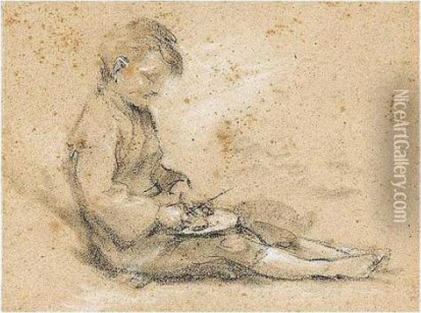 Study Of A Beggar Boy Eating Oil Painting - Thomas Gainsborough