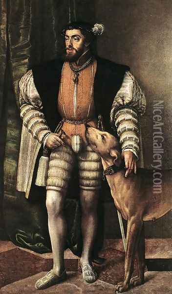Portrait of Emperor Charles V 1532 Oil Painting - Jacob Seisenegger