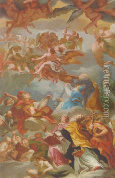 The Last Judgement With Angels And Mortals Awaiting Salvation Oil Painting - Giovanni Battista Gaulli