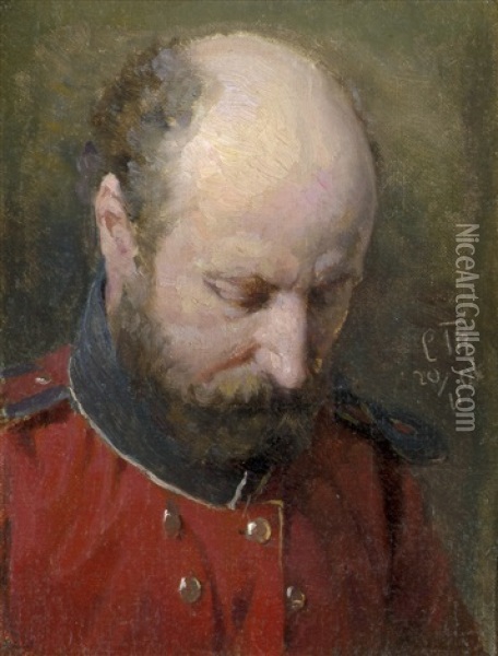 Portrait Eines Offiziers, Nach Unten Blickend Oil Painting - Carl Thomsen