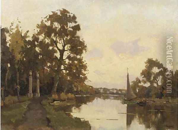 View from Nieuwersluis on Weerestein Oil Painting - Nicolaas Bastert
