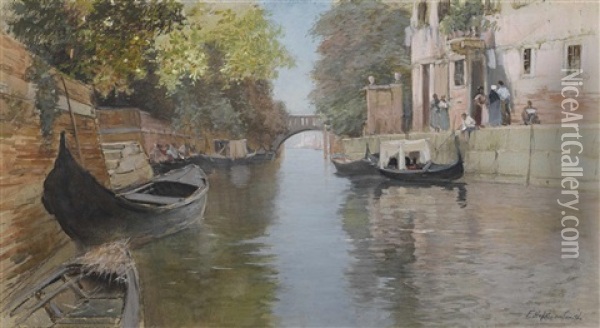 Venetian Backwater Oil Painting - Francis Hopkinson Smith