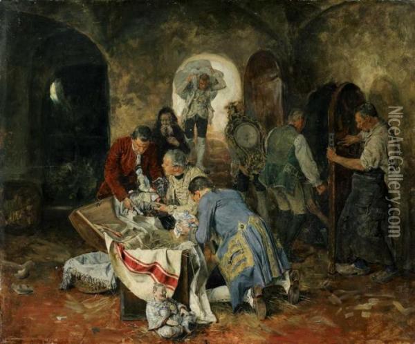 Die Pfandung Bei Der Witwe Oil Painting - Carl Seiler