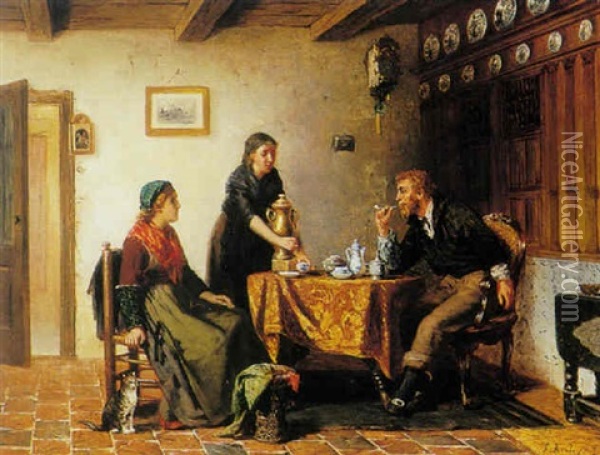 The Morning Coffee Oil Painting - Sipke (Cornelis) Kool