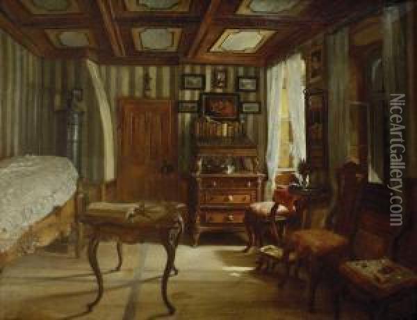 Barockes Interieur. Oil Painting - Toby Edward Rosenthal