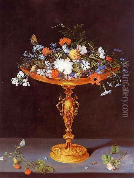 Tazza with Flowers Oil Painting - Jan The Elder Brueghel