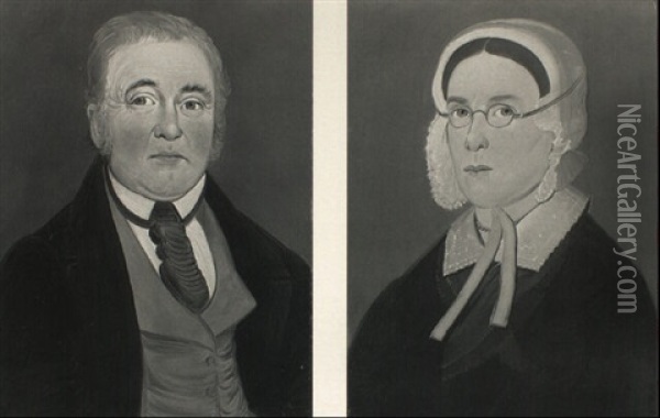 Portrait Of Mr. And Mrs. Tibbits Of Ithaca, Ny Oil Painting - William Matthew Prior