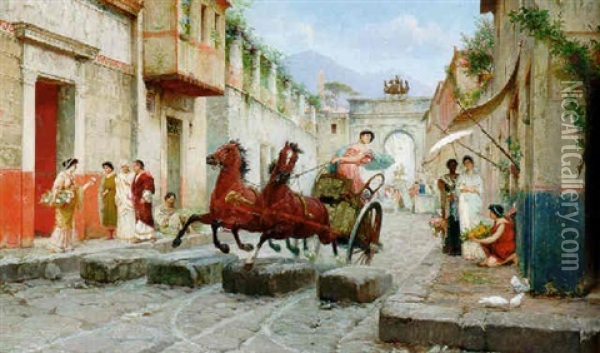 Flirtatious Play, Pompeii Oil Painting - Ettore Forti