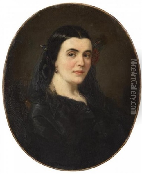 Portrait Einer Dame Oil Painting - Federico de Madrazo y Kuntz