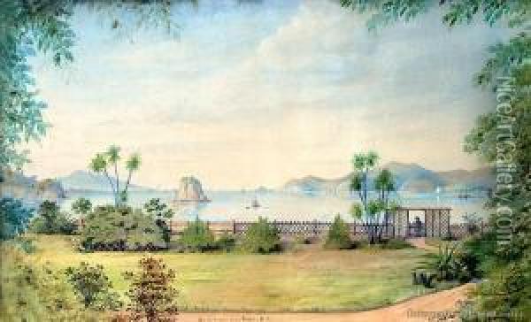 Bay Of Islands From Paihia Oil Painting - Alfred Sharpe