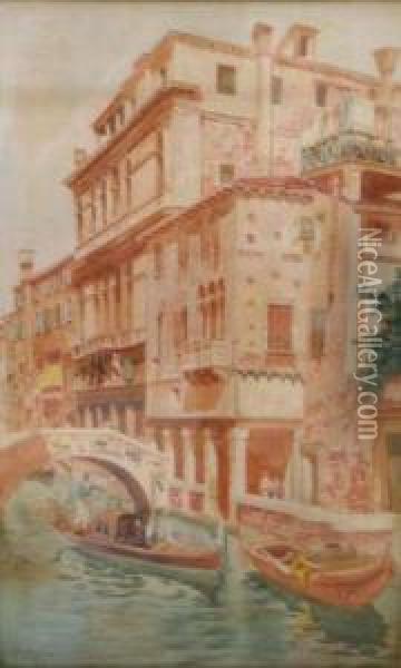 Venice Canal Scene Oil Painting - Carlo Menegazzi