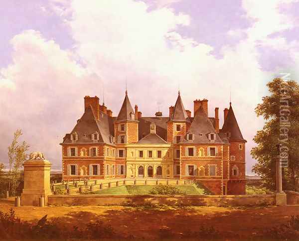 A French Chateau Oil Painting - Nicolas Alexandre Barbier