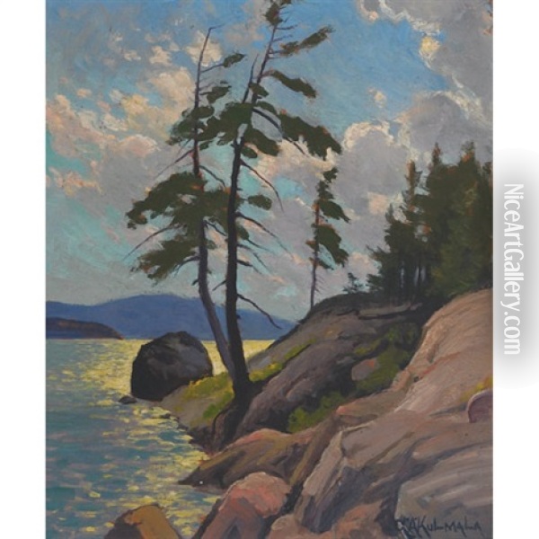 Lake Panache (+ Rock Island; Pair) Oil Painting - George Arthur Kulmala