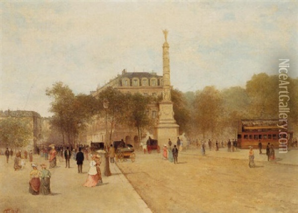 Place De La Republique Oil Painting - Frederic Gillet