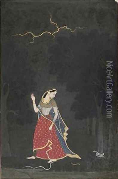 The Heroine Who Goes to Meet Her Lover at an Appointed Place Oil Painting - Mola Ram
