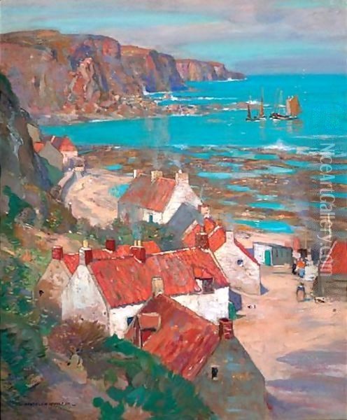 Scottish Fishing Village Oil Painting - James Whitelaw Hamilton