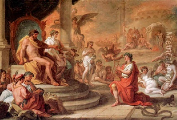 Orpheus And Eurydice On Mpunt Olympus Oil Painting - Johann Heiss