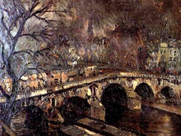 Le Pont Neuf, Paris Oil Painting - Pierre Dumont