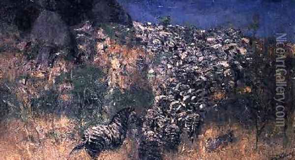 Zebras in a Landscape Oil Painting - Wilhelm Kuhnert