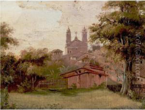 View Of The Church Of Santa Fede, Mexico Oil Painting - Abraham Louis Buvelot