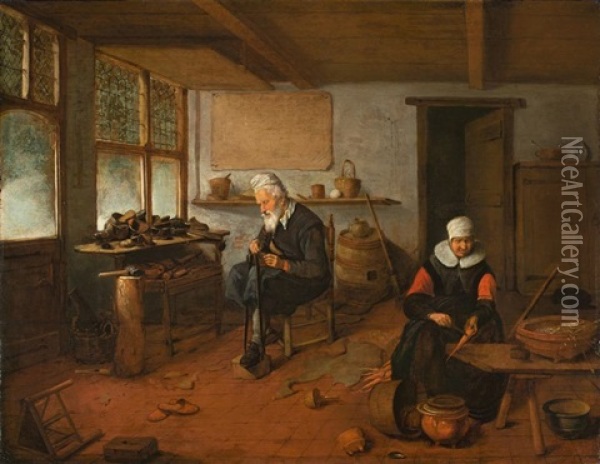 The Shoemaker And His Wife Oil Painting - Quiringh Gerritsz van Brekelenkam