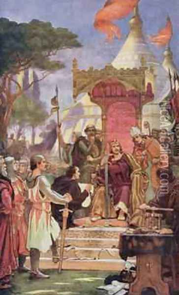 King John 1167-1216 at the signing of the Magna Carta Oil Painting - Ernest Normand
