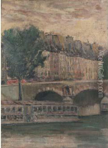 Le Pont Neuf A Paris Oil Painting - Nicolas Tarkhoff
