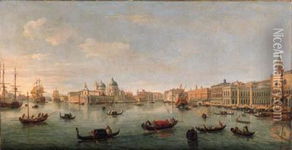 The Bacino Di San Marco, Venice,
 Looking West Towards The Mouth Ofthe Grand Canal, The Doge's Palace, 
The Piazzetta, And Theredentore, With The Bucintoro And Other Shipping Oil Painting - (circle of) Wittel, Gaspar van (Vanvitelli)