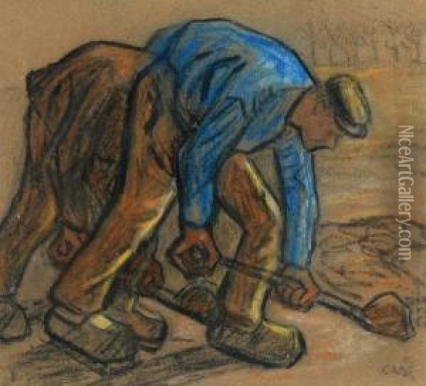 Twee Landarbeiders Oil Painting - Cornelis Albert Van Assendelft
