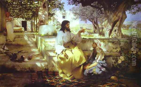 Christ in the House of Martha and Mary Oil Painting - Henryk Hector Siemiradzki