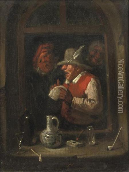 The Rhetoricians At A Window Oil Painting - Egbert Jaspersz. van, the Elder Heemskerck