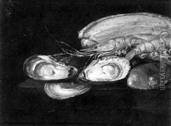 Still Life With Oysters And Shrimp Oil Painting - Jacob Fopsen van Es