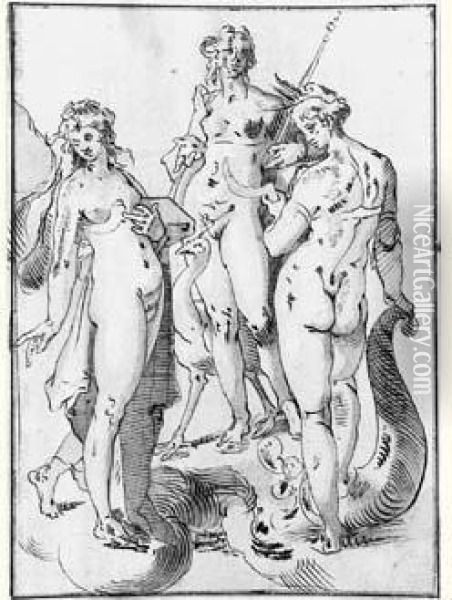 Junon, Ceres Et Venus Oil Painting - Joachim Wtewael (Uytewael)