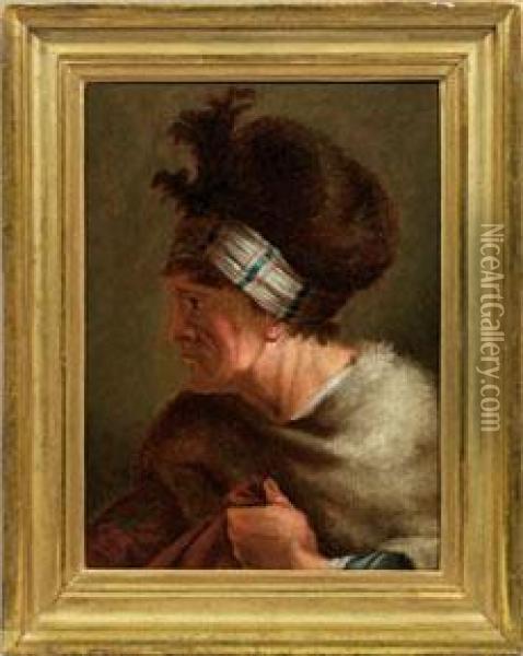 Portrait Eines Mannes Mit Pelzmutze Oil Painting - Pietro Bellotti
