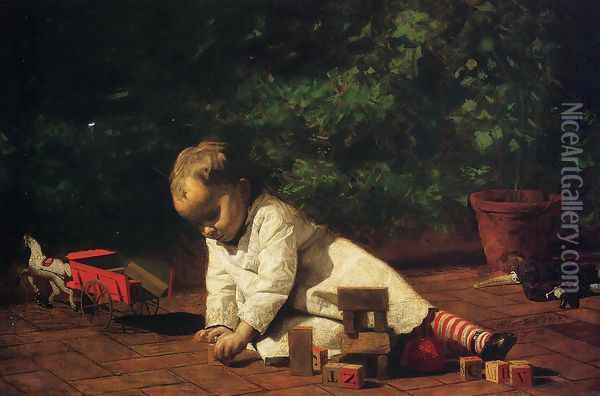 Baby at Play 1876 Oil Painting - Thomas Cowperthwait Eakins